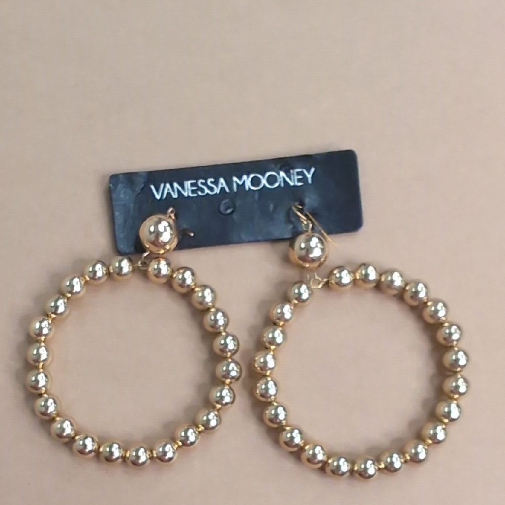 Vanessa Mooney Gold Beaded Hoop Earrings